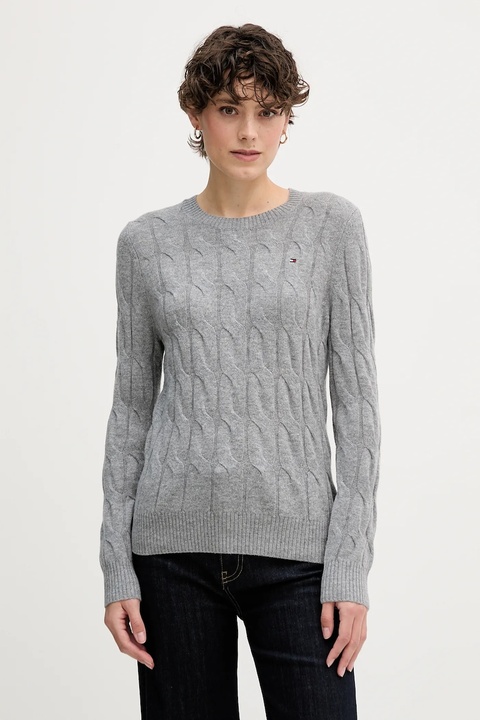 Tommy Hilfiger sweter wełniany damski kolor bordowy lekki WW0WW43586 - zdjęcie produktu nr 1