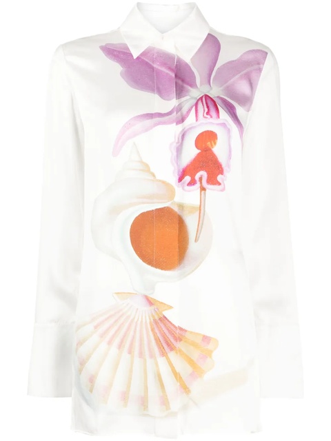 LOEWE Maruja Mallo-print silk-satin shirt - White - zdjęcie produktu nr 1