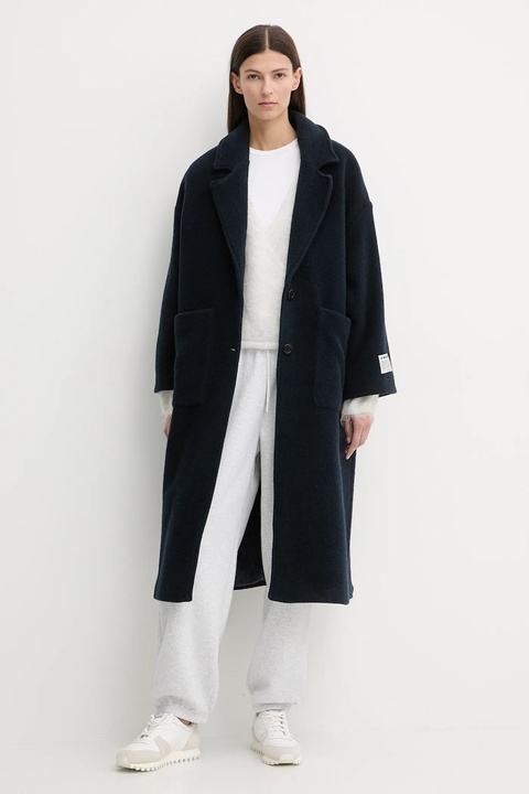 American Vintage płaszcz z dodatkiem wełny kolor granatowy ZIF17A - zdjęcie produktu nr 1