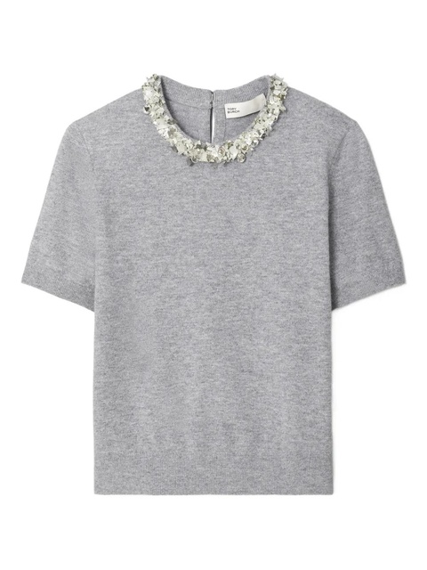 Tory Burch sequin-embellished short-sleeve top - Grey - zdjęcie produktu nr 1