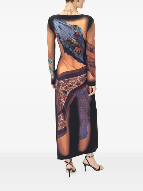 Marine Serre Draped Statue jersey maxi dress - Brown - zdjęcie produktu nr 2