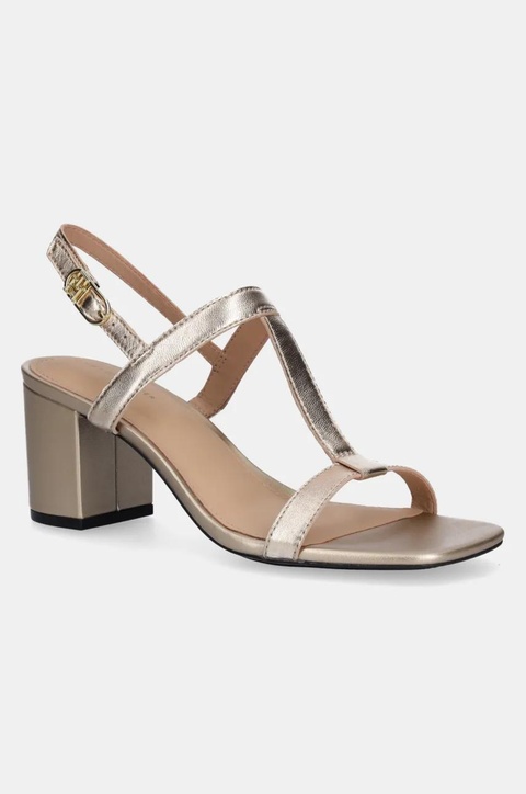 Tommy Hilfiger sandały skórzane LEATHER BLOCK HEEL SANDAL METAL kolor złoty FW0FW08590 - zdjęcie produktu nr 1