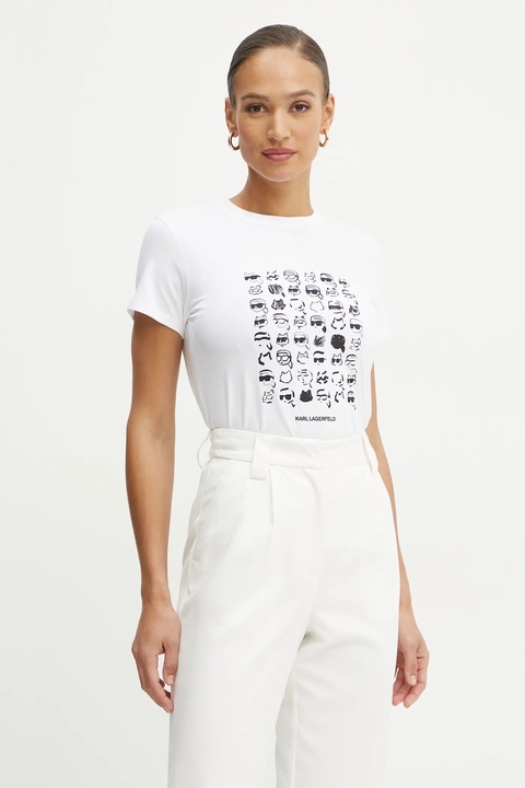 Karl Lagerfeld t-shirt bawełniany damski kolor biały A1W17124 - zdjęcie produktu nr 1