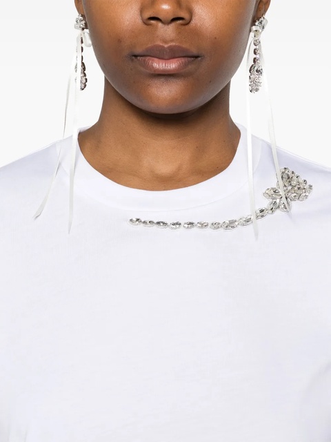 Simone Rocha flower-embellished T-shirt - White - zdjęcie produktu nr 2