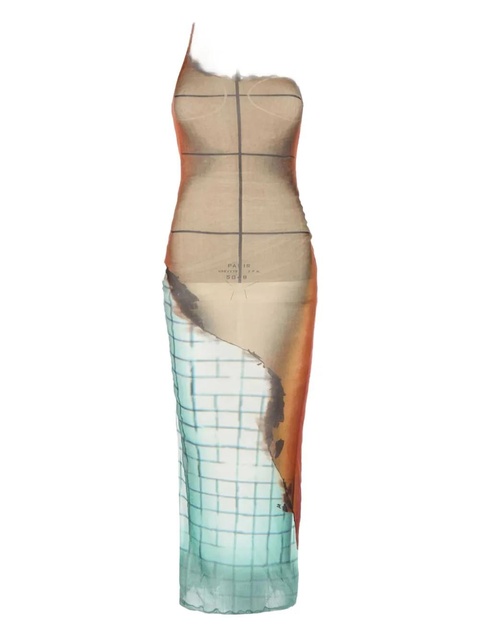 Jean Paul Gaultier printed tulle maxi dress - Brown - zdjęcie produktu nr 1