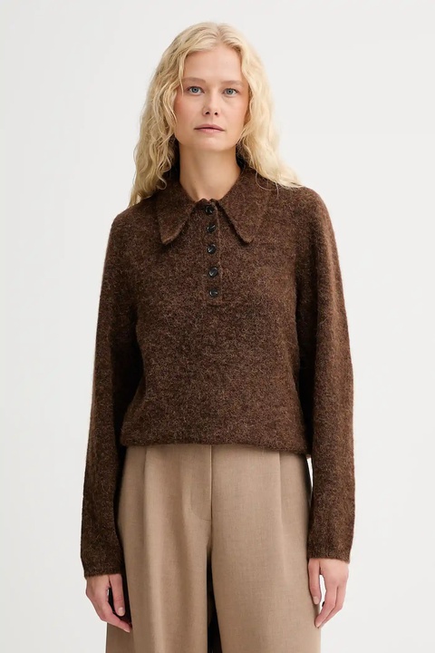 Gestuz sweter wełniany damski kolor brązowy 10910589 - zdjęcie produktu nr 2