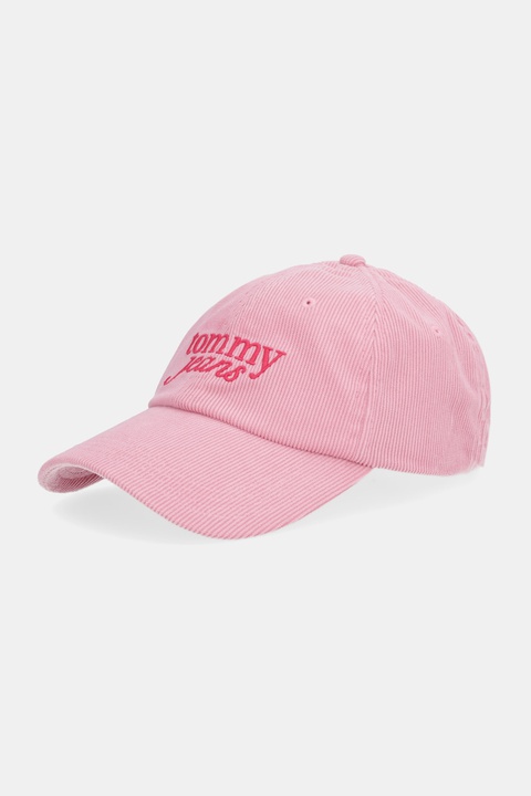 Tommy Jeans czapka z daszkiem sztruksowa kolor różowy AW0AW17908 - zdjęcie produktu nr 1