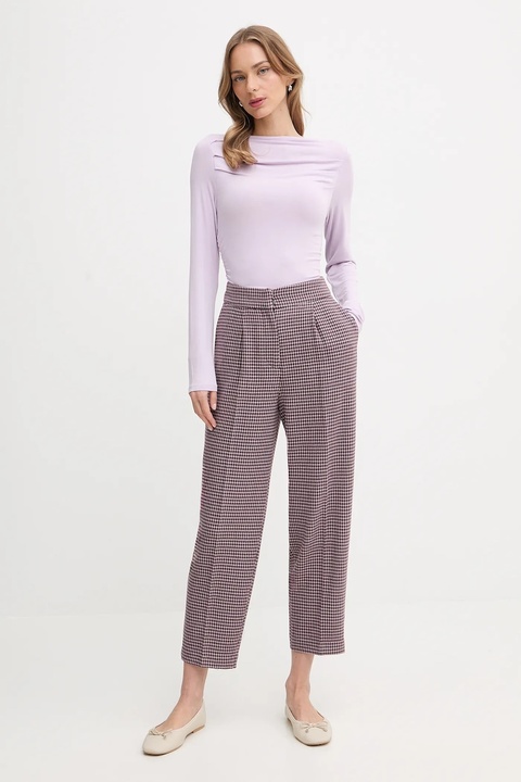 United Colors of Benetton spodnie damskie kolor bordowy proste high waist 44BWDF0AE - zdjęcie produktu nr 2