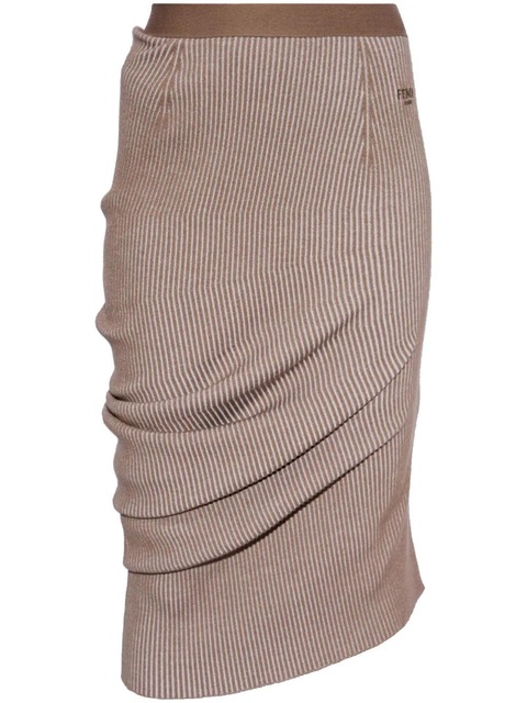 FENDI rib-knit wool pencil skirt - Brown - zdjęcie produktu nr 1