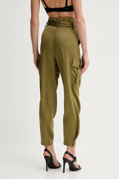 Simona Corsellini spodnie damskie kolor zielony fason chinos high waist P25CPPA020 - zdjęcie produktu nr 2