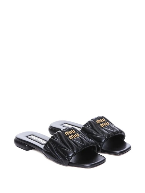 Miu Miu matelassé logo-plaque sandals - Black - zdjęcie produktu nr 1