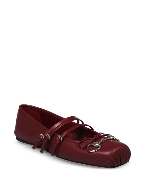 Gucci Horsebit bow-detail leather ballet flats - Red - zdjęcie produktu nr 2