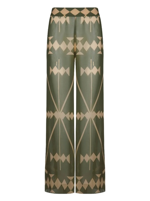 Johanna Ortiz geometric-print trousers - Green - zdjęcie produktu nr 1