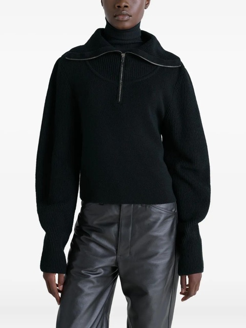 LEMAIRE ribbed-knit half-zip sweater - Black - zdjęcie produktu nr 2