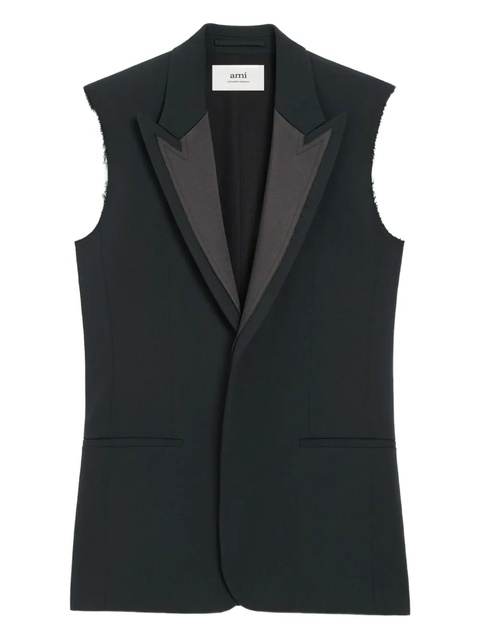 AMI Paris smocking notched-collar gilet - Black - zdjęcie produktu nr 1