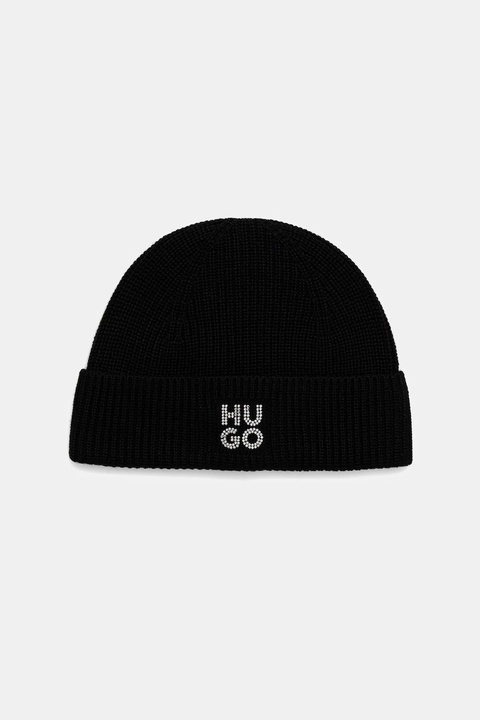 HUGO czapka z dodatkiem wełny kolor czarny 50548732 - zdjęcie produktu nr 1