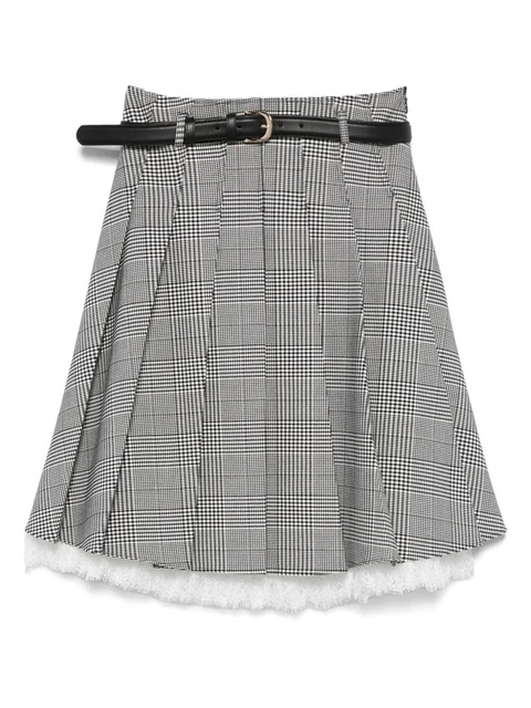 Self-Portrait Prince of Wales-check skirt - Black - zdjęcie produktu nr 1