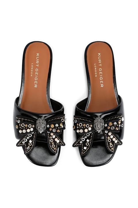 Kurt Geiger London klapki skórzane Kensington Bow Flat Sandal damskie kolor czarny 655705139 - zdjęcie produktu nr 2