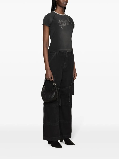 Diesel rhinestone-embellished cotton-blend T-shirt - Black - zdjęcie produktu nr 2
