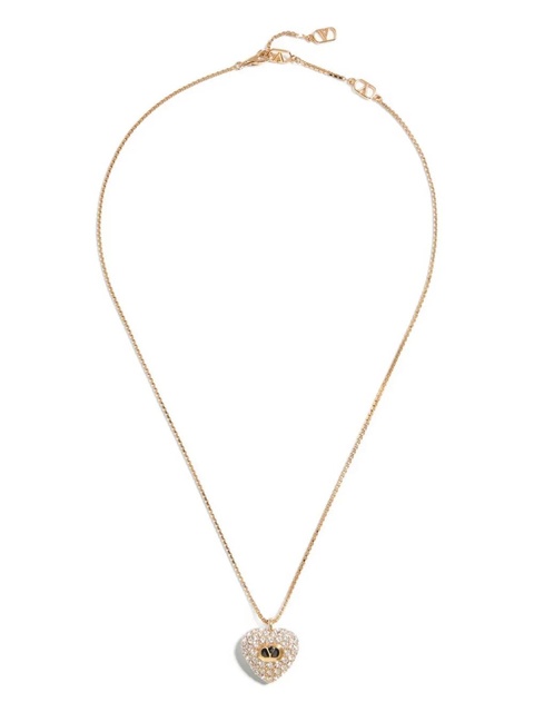 Valentino Garavani Coeur Royal crystal-embellished heart necklace - Gold - zdjęcie produktu nr 1