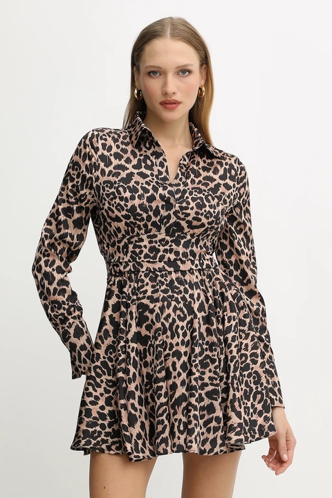 Guess sukienka CONCETTA kolor beżowy mini rozkloszowana W5YK00 WF1T2 - zdjęcie produktu nr 1