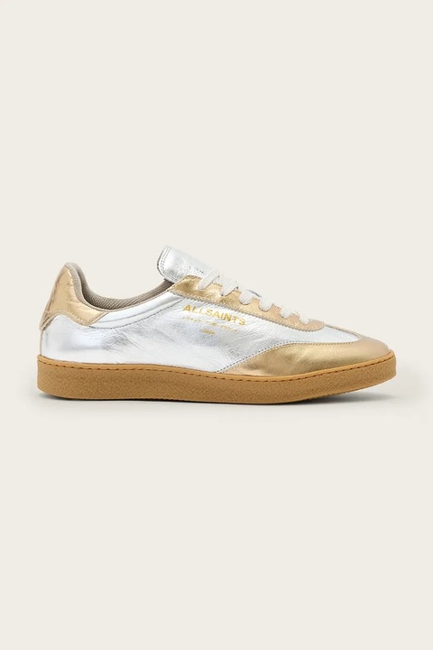 AllSaints sneakersy skórzane THELMA MET SNEAKER damskie kolor srebrny W072FB - zdjęcie produktu nr 1