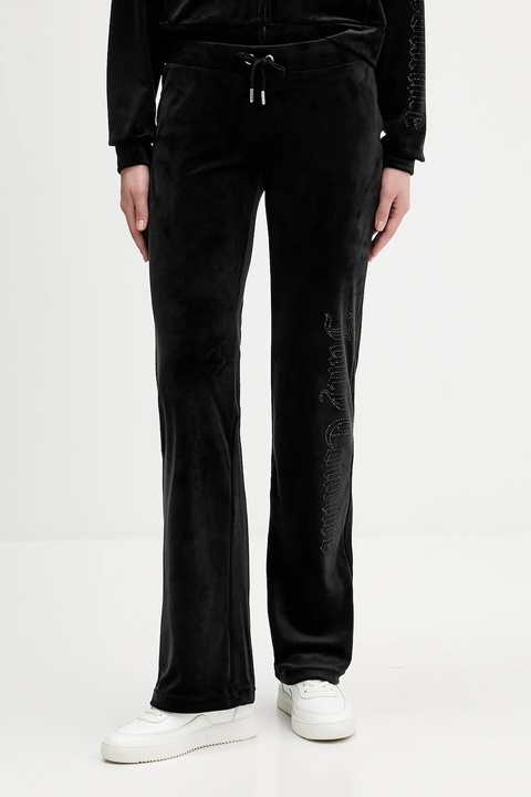 Juicy Couture spodnie dresowe welurowe damskie kolor czarny gładkie JCWBJ225311 - zdjęcie produktu nr 1