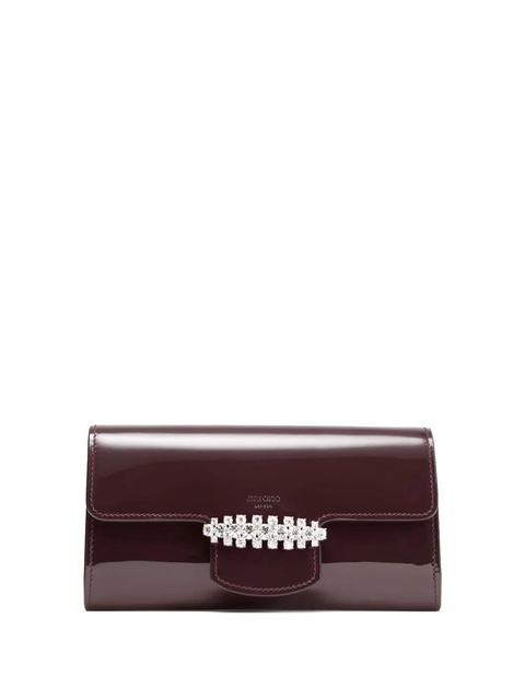Jimmy Choo Bing crystal-embellished patent-leather clutch bag - Brown - zdjęcie produktu nr 1