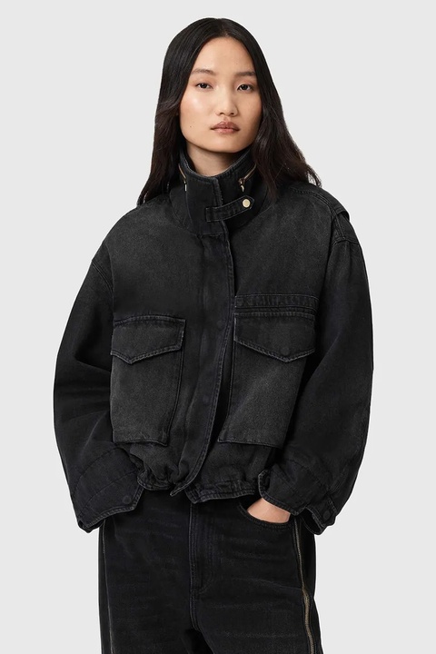AllSaints kurtka jeansowa CLAY kolor czarny przejściowa W118OD - zdjęcie produktu nr 1