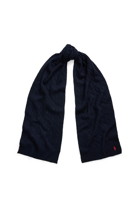 Polo Ralph Lauren szalik wełniany damski kolor granatowy gładki 455956296 - zdjęcie produktu nr 1