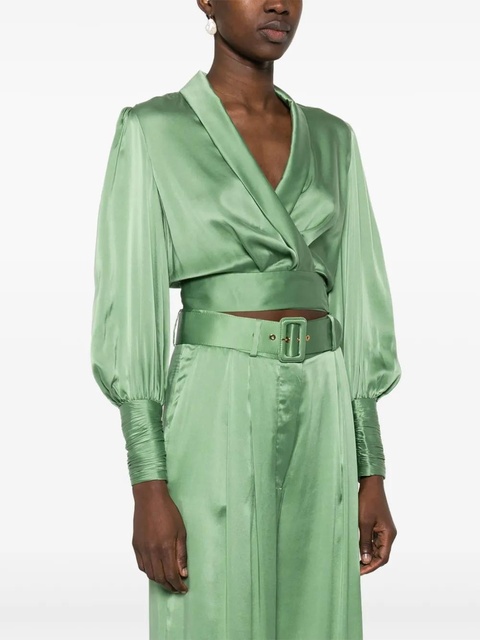 ZIMMERMANN silk cropped wrap top - Green - zdjęcie produktu nr 2