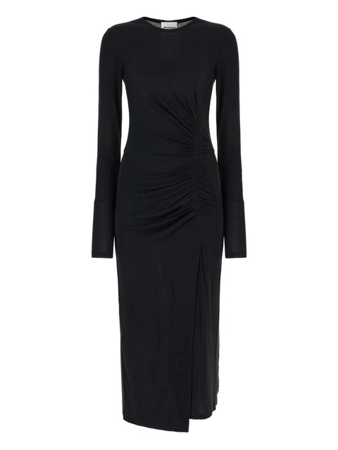 MARANT ÉTOILE gathered long-sleeve midi dress - Black - zdjęcie produktu nr 1