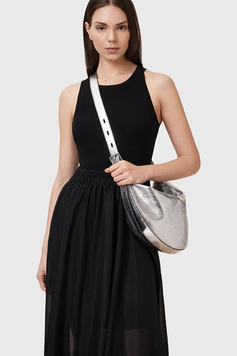 AllSaints torebka skórzana HALF kolor srebrny W336XC - zdjęcie produktu nr 2