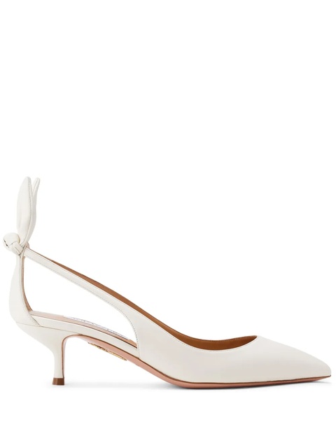 Aquazzura Bow Tie 50mm leather pumps - White - zdjęcie produktu nr 1