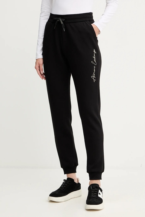 Armani Exchange spodnie dresowe damskie kolor czarny z aplikacją XW000837 AF13397 - zdjęcie produktu nr 1