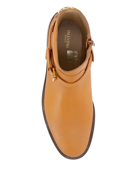 Valentino Garavani buckle-strap leather boots - Brown - zdjęcie produktu nr 2