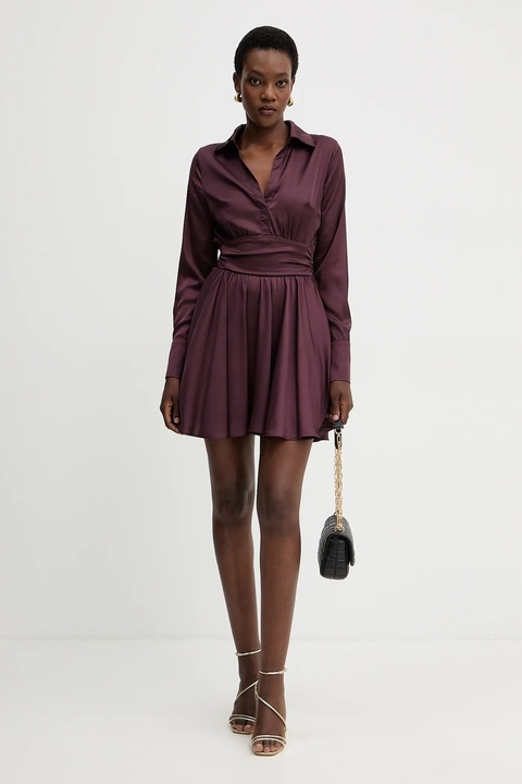 Guess sukienka CONCETTA kolor bordowy mini rozkloszowana W5YK00 WF1T2 - zdjęcie produktu nr 2