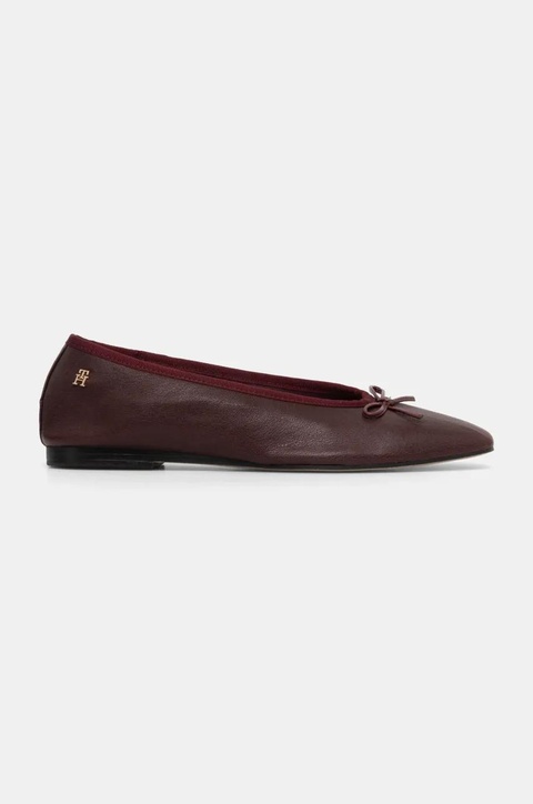 Tommy Hilfiger baleriny skórzane BALLERINA SOFT LEATHER kolor bordowy FW0FW08355 - zdjęcie produktu nr 2