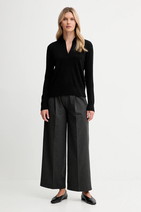 Calvin Klein sweter z dodatkiem wełny damski kolor czarny lekki LV044A305G - zdjęcie produktu nr 2