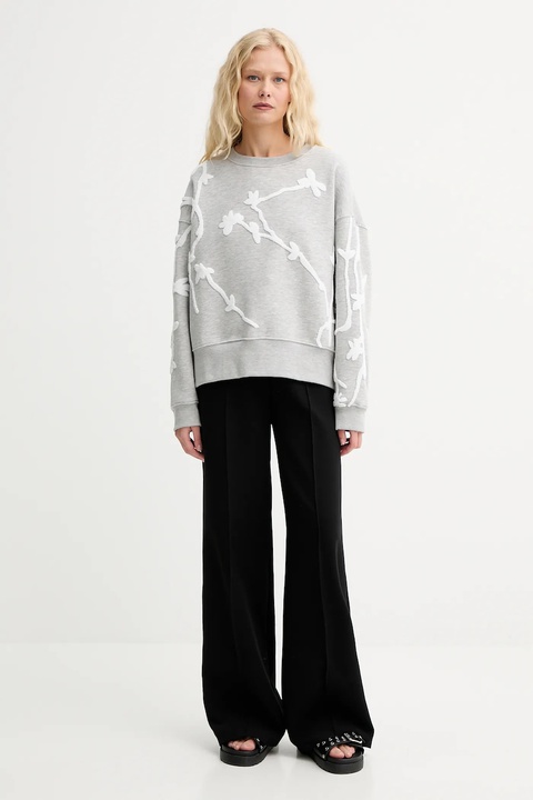 MUNTHE bluza PAWI damska kolor szary z aplikacją 252111325262 - zdjęcie produktu nr 2