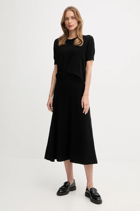 United Colors of Benetton spódnica z dodatkiem wełny kolor czarny midi rozkloszowana 1444D002B - zdjęcie produktu nr 2