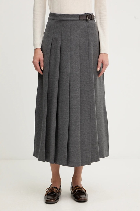 Weekend Max Mara spódnica z dodatkiem wełny FASTOSO kolor szary midi rozkloszowana 2525106062600 - zdjęcie produktu nr 1