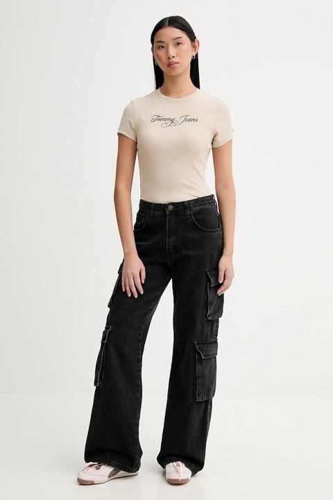 Tommy Jeans t-shirt damski kolor beżowy DW0DW21838 - zdjęcie produktu nr 2