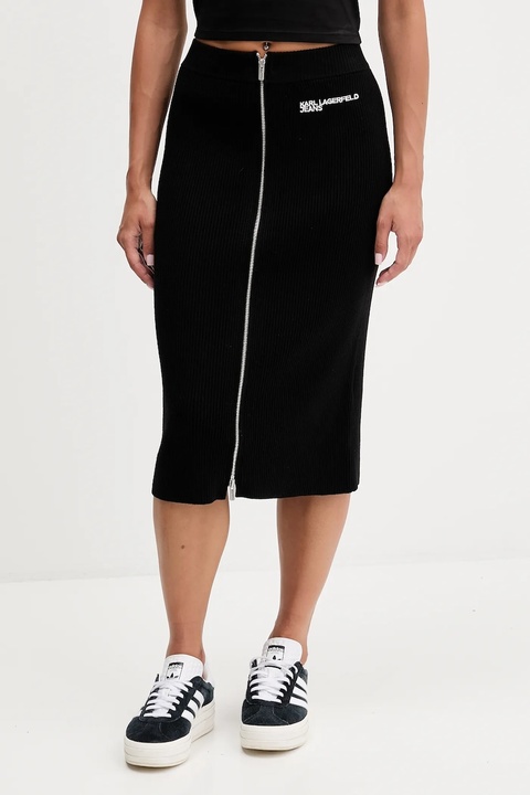 Karl Lagerfeld Jeans spódnica kolor czarny midi ołówkowa A4W12005 - zdjęcie produktu nr 1