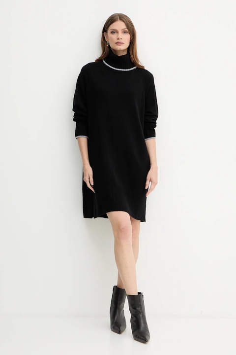 Pinko sukienka wełniana kolor czarny mini oversize 105449 A2Q9 - zdjęcie produktu nr 2