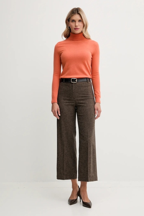 United Colors of Benetton sweter wełniany damski kolor pomarańczowy z golfem 1002D2348 - zdjęcie produktu nr 2