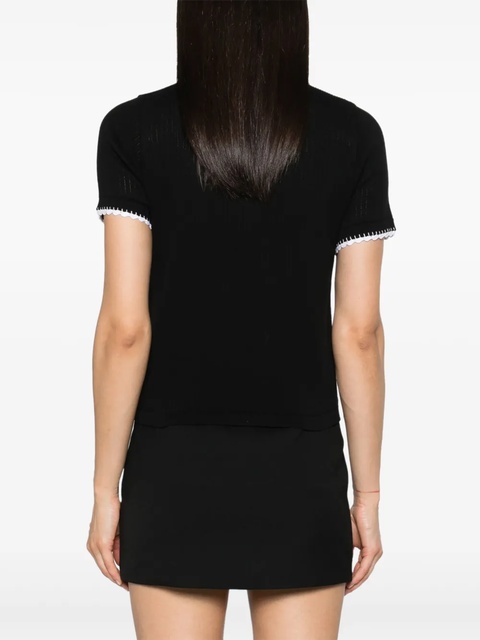 Maje crochet-trim knitted polo top - Black - zdjęcie produktu nr 2