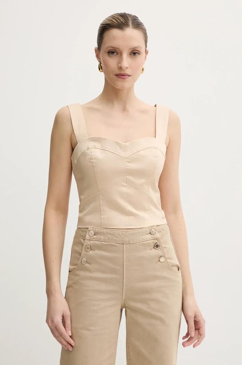 Guess top AURORA damska kolor beżowy gładka W5GH80 WH5M2 - zdjęcie produktu nr 1