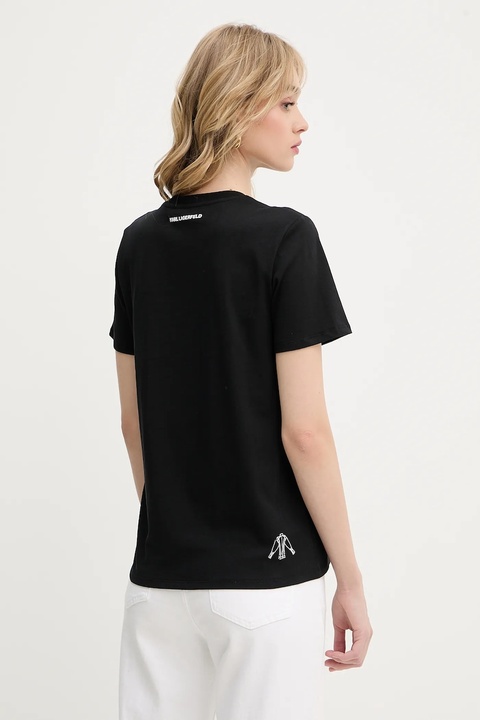 Karl Lagerfeld t-shirt bawełniany damski kolor czarny A3W17099 - zdjęcie produktu nr 2