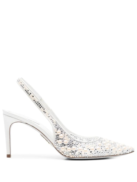 René Caovilla 80mm pearl-embellished pumps - White - zdjęcie produktu nr 1